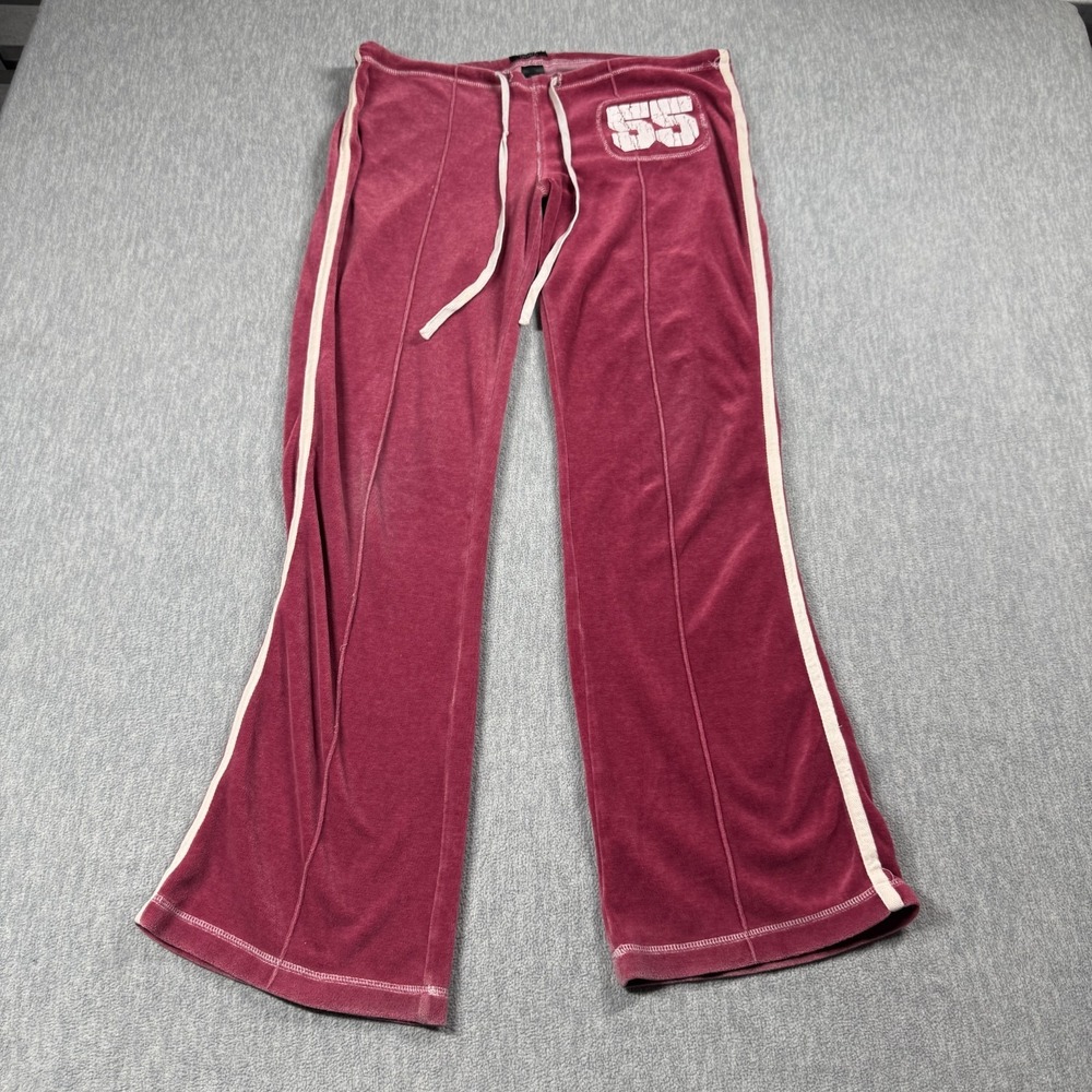 Taunt Sweatpants Womens Large Pink Velour Wide Leg Track Pants Lounge Y2K 55